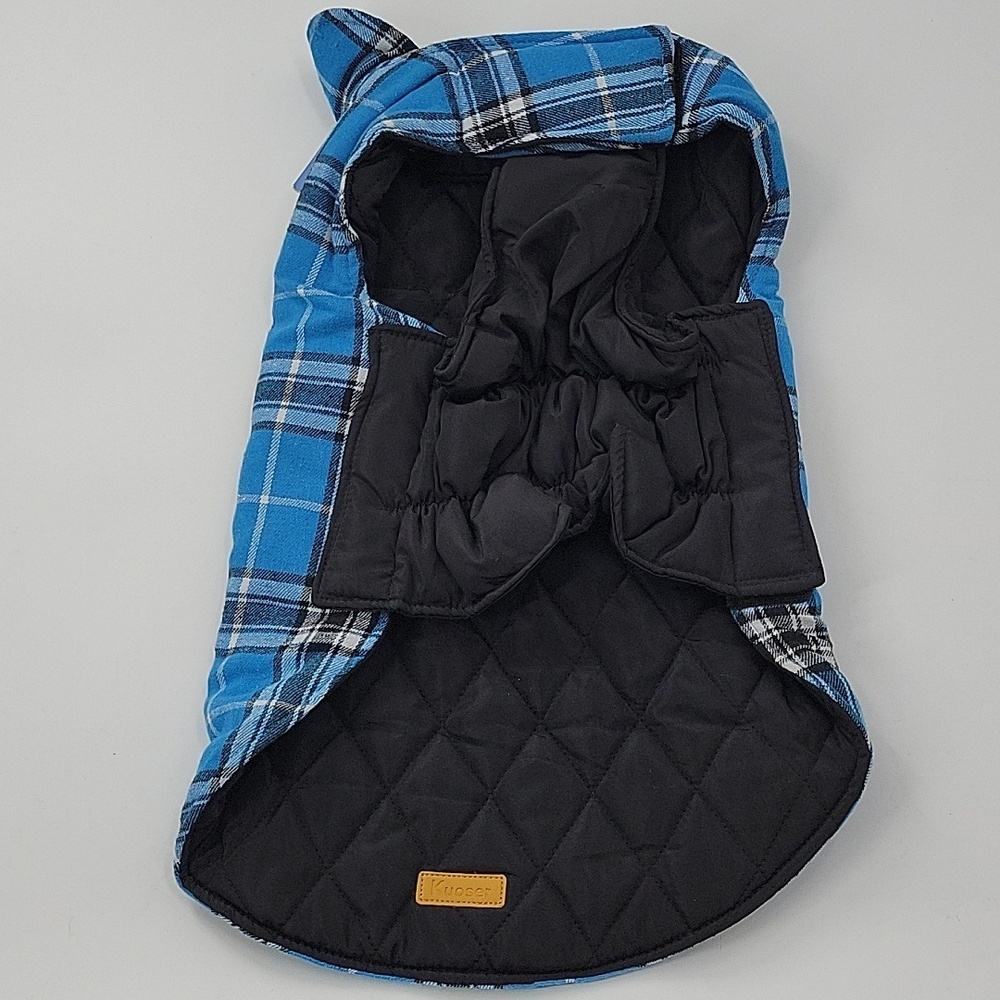 Reversible Black and Blue Plaid Dog Coat NWT - Picture 11 of 16